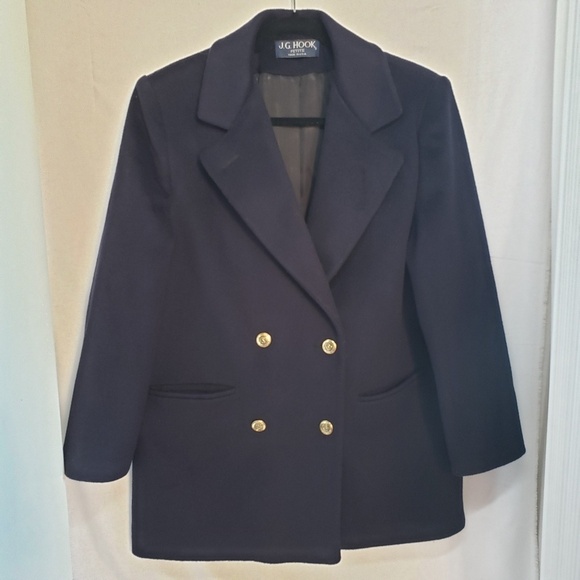 J.G Hook vintage navy blue wool Oversized Coat - Picture 1 of 7